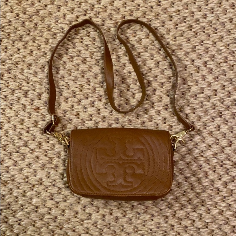 Brown Leather Tory Burch Crossbody Purse